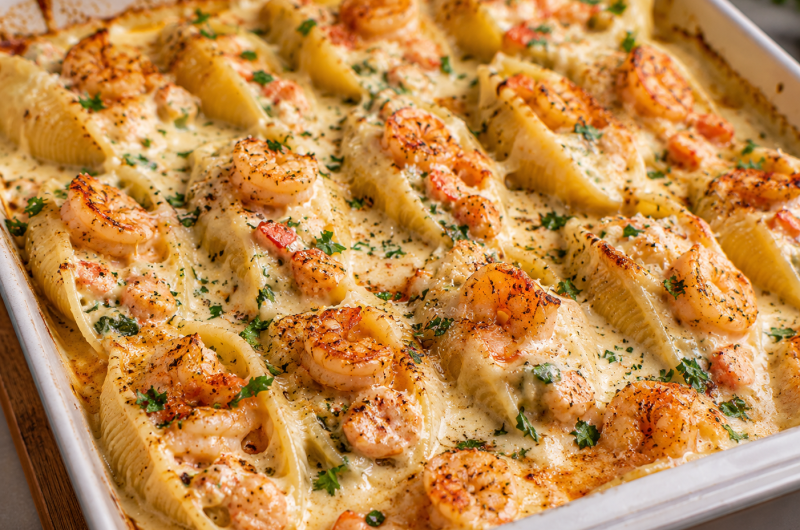 Cajun Shrimp Alfredo Stuffed Shells
