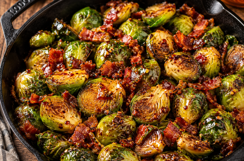 Hot Honey Bacon Brussels Sprouts