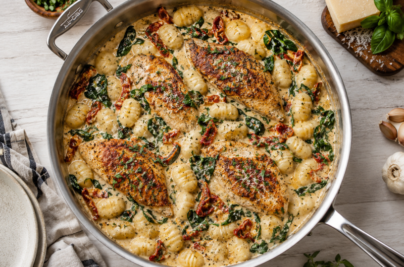 Creamy Tuscan Garlic Chicken with Parmesan Gnocchi
